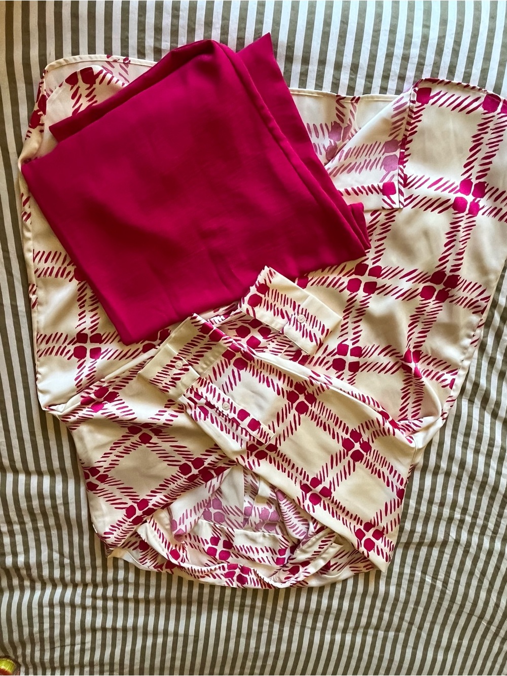 Marni Pink and Ivory Plaid Satin Pajama Set